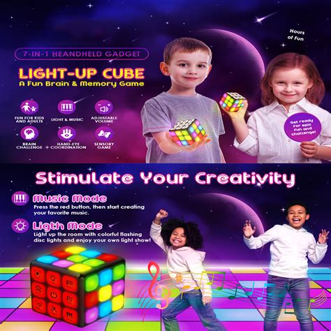 Light Up Cube Toy Electronic Handheld Games | 7 Brain & Memory Games ...