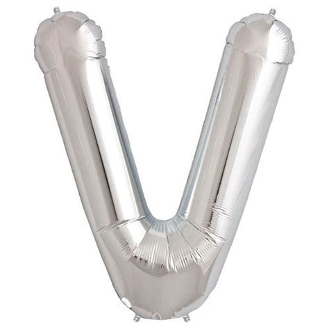 34 Inch Northstar Letter V Silver Foil Balloon 00217