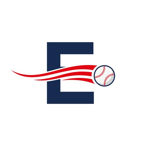 Initial Letter E Baseball Logo Concept With Moving Baseball Icon Vector ...