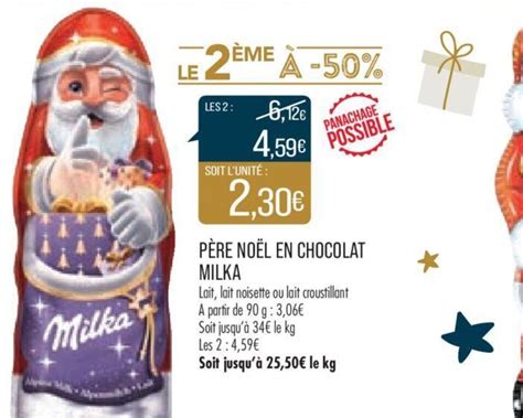 Promo Père Noël en Chocolat Milka chez Match