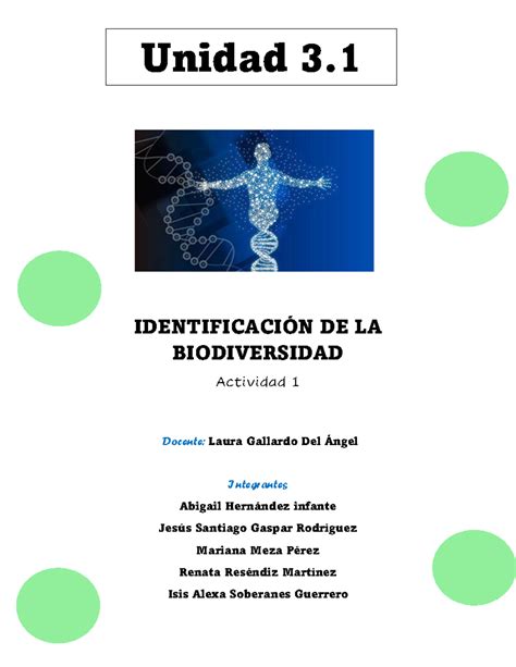 3 1 Genoma Humano IDENTIFICACIÓN DE LA BIODIVERSIDAD Actividad 1