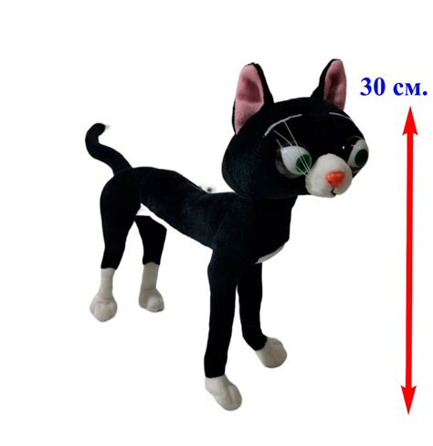 Мягкая игрушка чёрная Кошка Варежка (Вольт) на каркасе. 30 см. Плюшевый ...