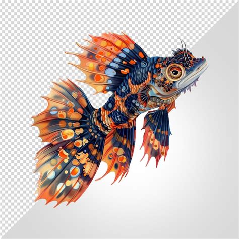 Premium PSD A Drawing Of A Fish With Orange Spots On Its Body