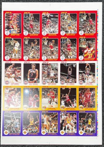 1985 Star Slam Dunk Supers Team Supers 57 UNCUT SHEET Michael Jordan