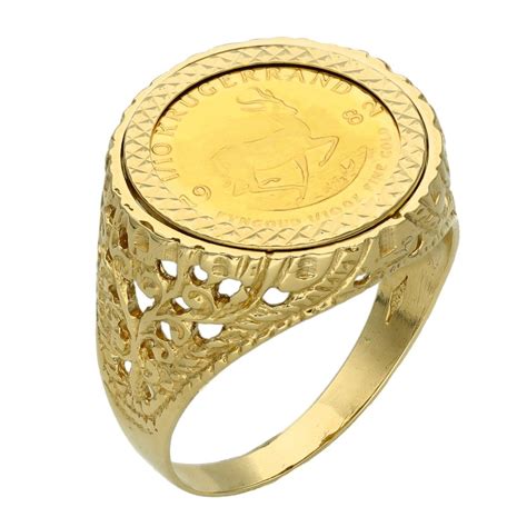 1982 Yellow Gold 1 10th Krugerrand Coin Mounted Ring 7 8g Miltons Diamonds