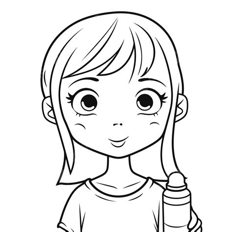 Girl Holding A Bottle Of Liquid Coloring Pages Outline Sketch Drawing