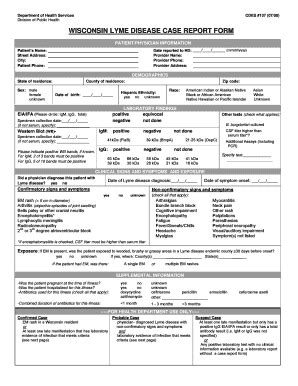 Fillable Online Lyme Disease Case Report Form Public Health Madison