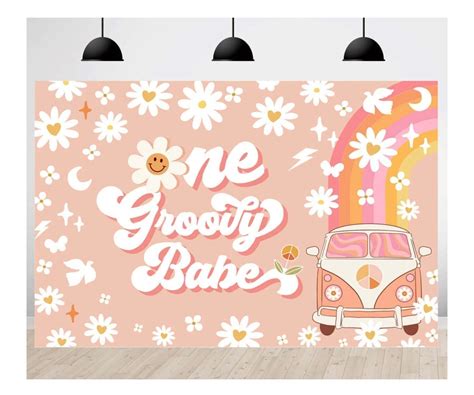 One Groovy Babe One First Birthday Banner Retro Daisy 1st Birthday Hippie Birthday Party One