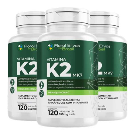 Vitamina K2 Mk7 350mg 3x 120 Cápsulas Menaquinona 7 em Promoção