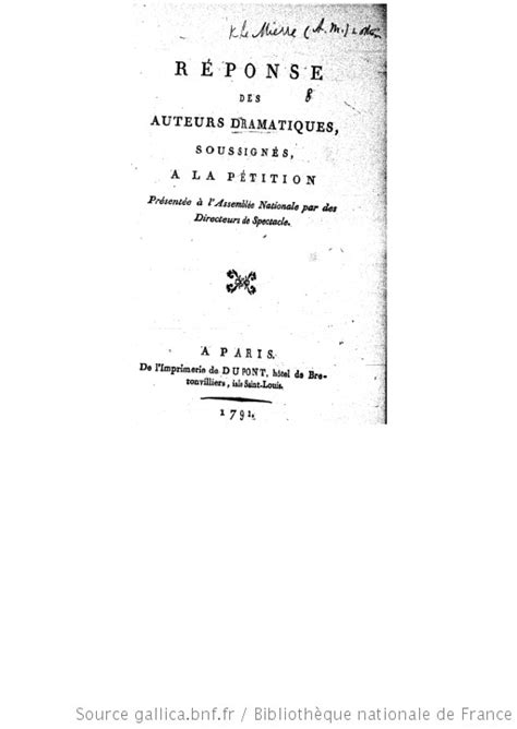Réponse des auteurs dramatiques soussignés à la pétition présentée à l