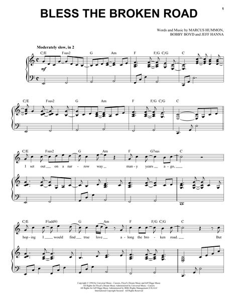 Bless The Broken Road By Rascal Flatts Sheet Music For Piano And Vocal At