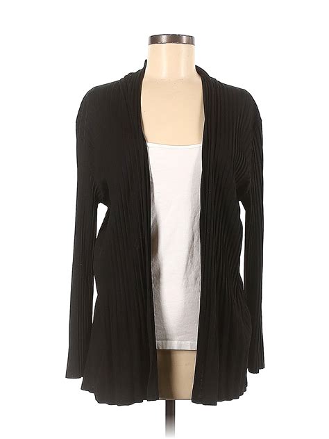 Assorted Brands Color Block Solid Black Cardigan Size Med Lg 84