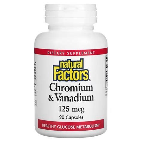 Natural Factors, Хром и Ванадий, 125 мкг, 90 капсул - купить с ...