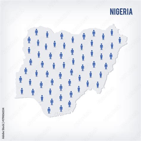 Vector people map of Nigeria. The concept of population. Stock Vector ...