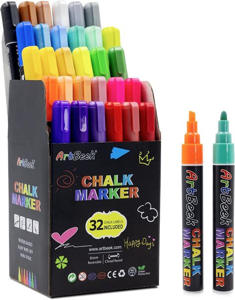 Artbeek 30 Colors Chalk Markers Erasable Non Toxic Dry