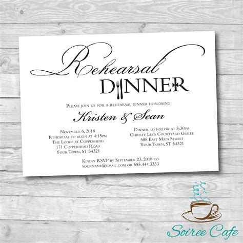 Rehearsal Dinner Invitation, Wedding Rehearsal Dinner Invite, Elegant ...