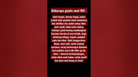 Beberapa Gejala Ciri Ciri Awal Hiv Youtube