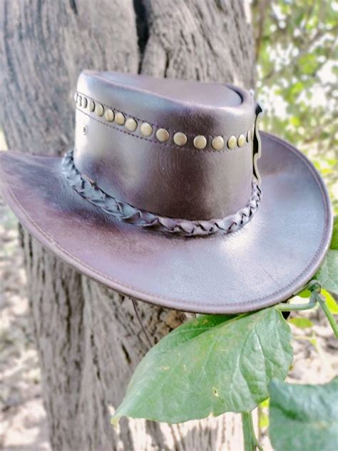 Leather Cowboy Hat Handmade Leather Gamblers Cowboy Hat - Etsy