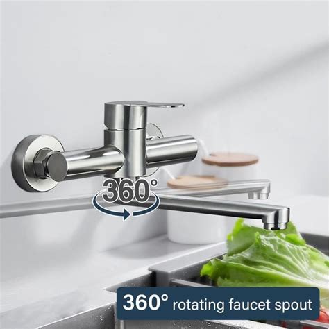 Robinet Cuisine Mural Mitigeur Cuisine Inoxydable Pivotant Pour