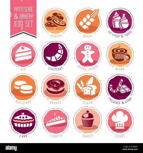 Bakery Pastry Icon Set Stock Vector Image Art Alamy