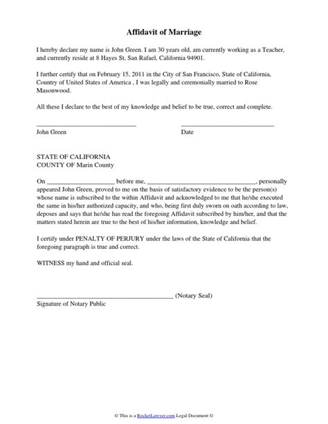 Affidavit Of Marriage Pdf