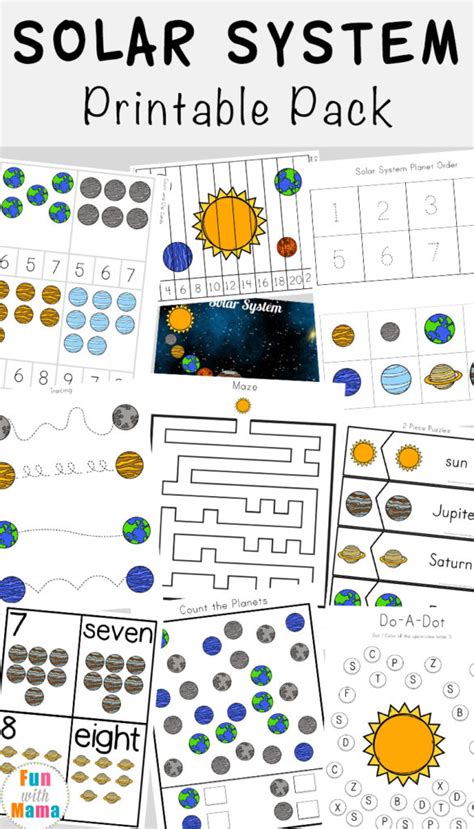 Solar System Printable Worksheets and Activities Pack - Fun with Mama