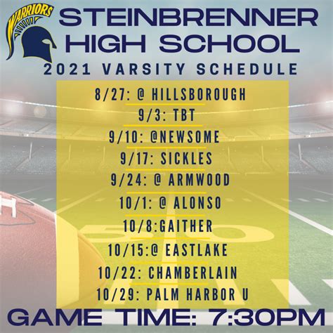 Schedules | Steinbrenner Warriors Football