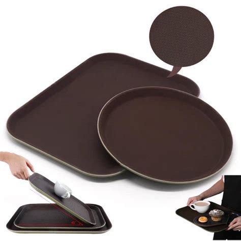 Non Slip Serving Tray Platter Round Rectangle Shape Kitchen Tray