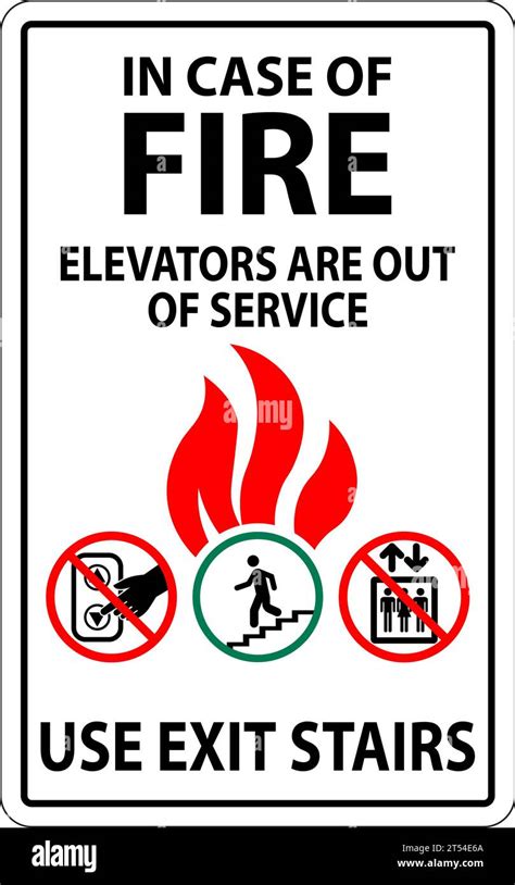 In Case Of Fire Sign Elevators Are Out Of Service Use Exit Stairs