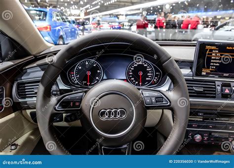 Interior Driver Dashboard View in the Audi A7 Car at the Brussels Expo ...