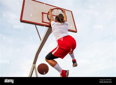 Females Playing Basketball On Street Court Woman Streetball Player