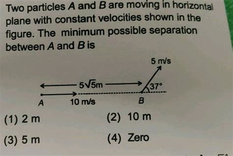 Two Particles A And B Are Moving In Horizontal Plane With Constant