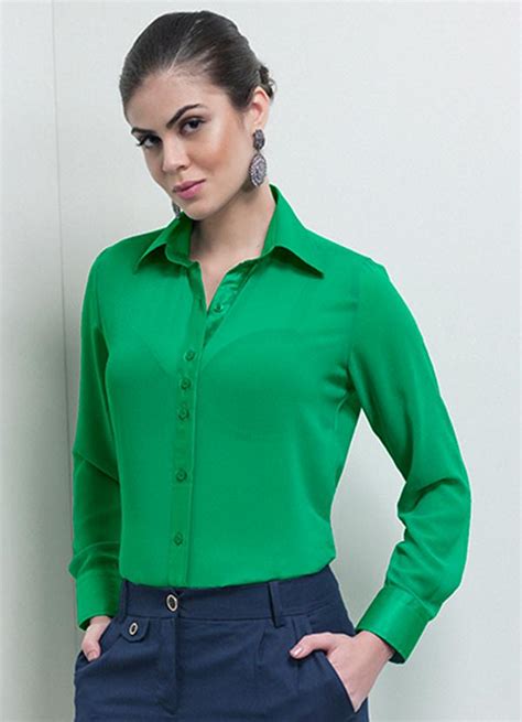 Camisa Manga Longa Feminina Verde Principessa Null