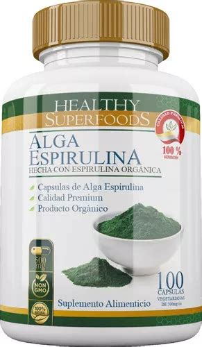 Alga Espirulina Pura Premium 100 Capsulas 500mg Sabor Natural