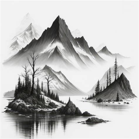 Mountain ink drawing | Premium AI-generated image