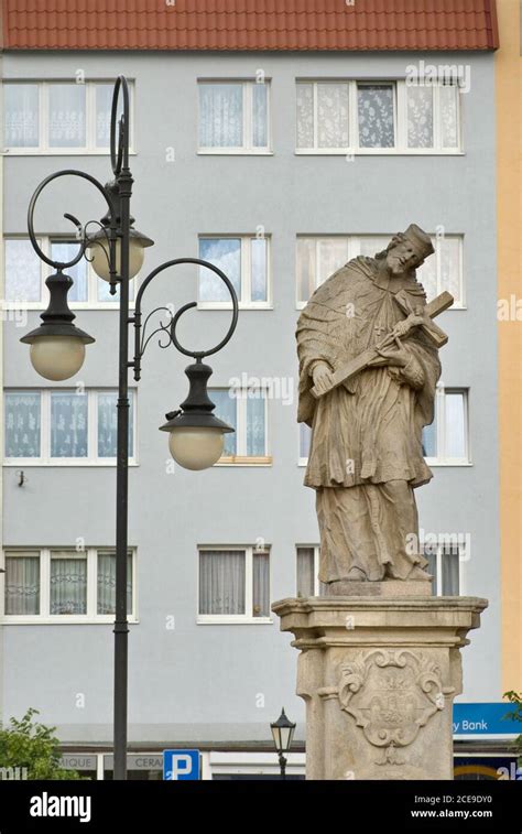 Statue Of Saint John Of Nepomuk At Rynek Market Square In Dzier Oni W