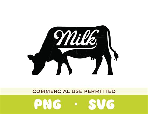 Cow SVG Png Cow Silhouette SVG File Fresh Milk Svg Png Fresh Dairy Svg ...