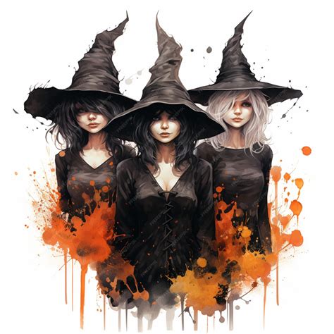 Premium AI Image | Halloween witches on white background