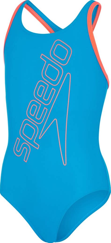 Speedo Boom Logo Placement Flyback Meisjes Blauw Rood Maat 152