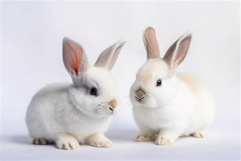 frente ver de linda bebé conejos en blanco fondo pequeño linda conejos