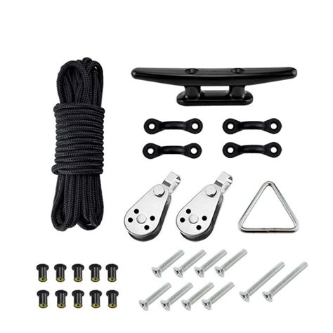 Kayak Anchor Trolley Kit System Pulleys Deck Tie Down Pad Eyes Anchor