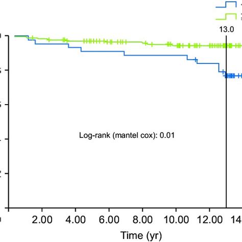 Kaplan Meier Graph Illustrating Survivorship Of Patients Based On Age