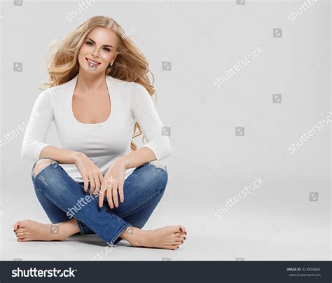 Beautiful Woman Blonde Curly Hair Sexy Stock Photo 423839884 Shutterstock