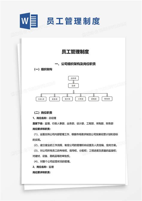 实用员工管理制度word模板下载员工管理制度图客巴巴