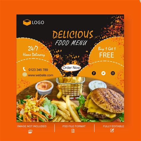 Premium PSD Food Menu Social Media Post Design Psd