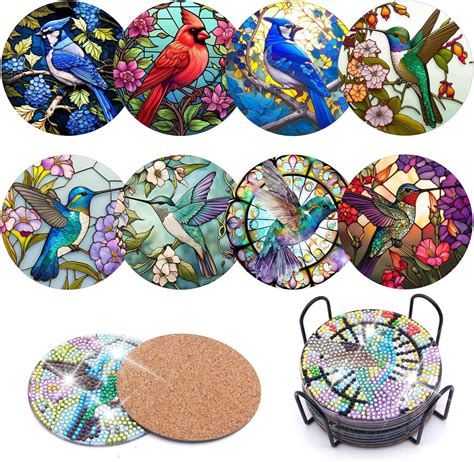 Amazon Kjmyyxgs Pcs Diamond Painting Art Coasters With Holder