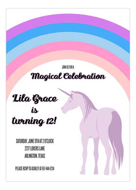 Unicorn Party Invitations