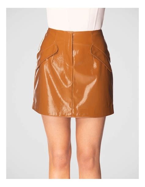 Pilgrim Nalis Vegan Leather Mini Skirt In Brown Myer