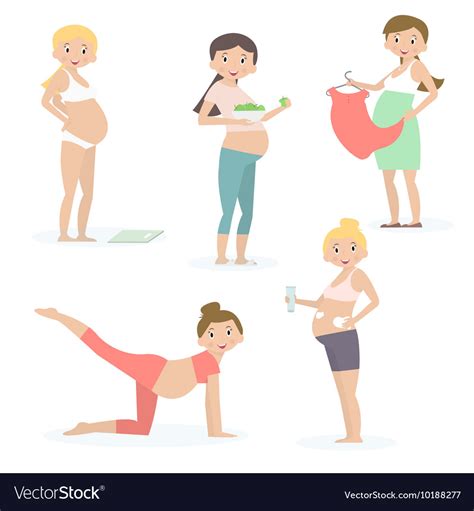 Pregnant Women Health Care Yoga Nutrition Vector Image