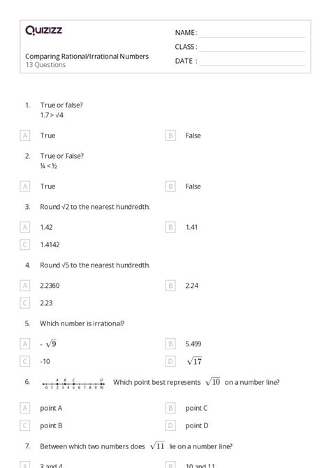 Irrational Numbers Worksheets On Quizizz Free Printable